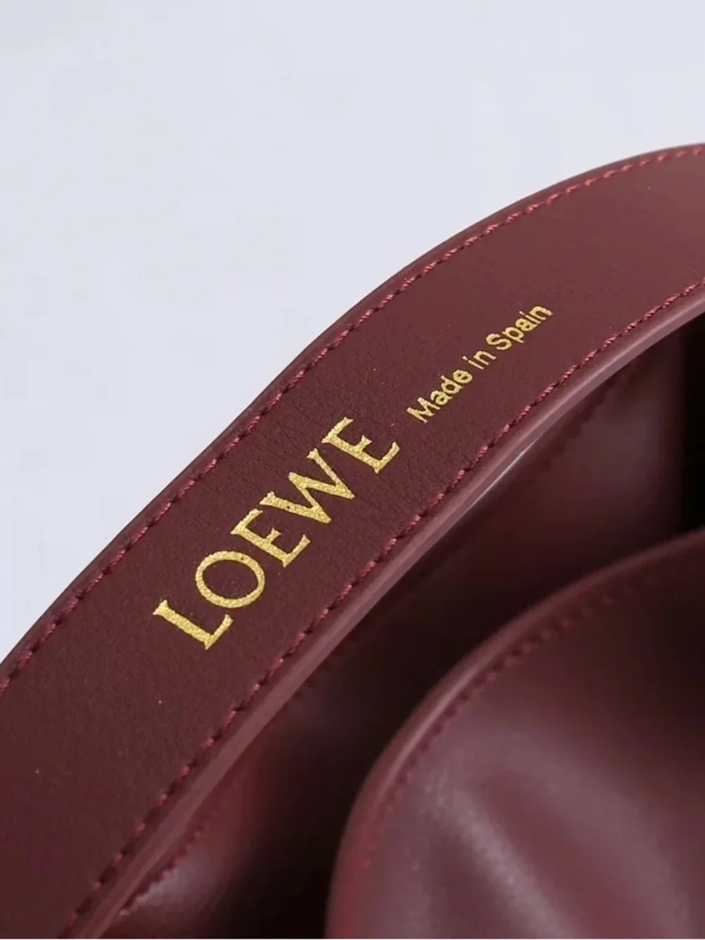 Loewe Burgundy Leather Tote with Knotted Side Straps